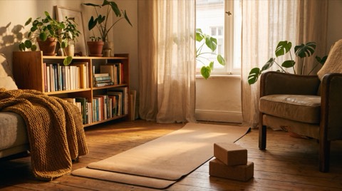 Home yoga practice space setup