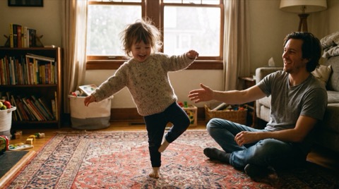 Child practicing a simple yoga pose