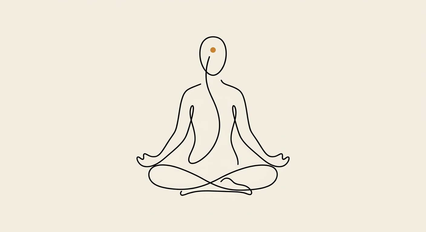 Line illustration of a seated breathing figure