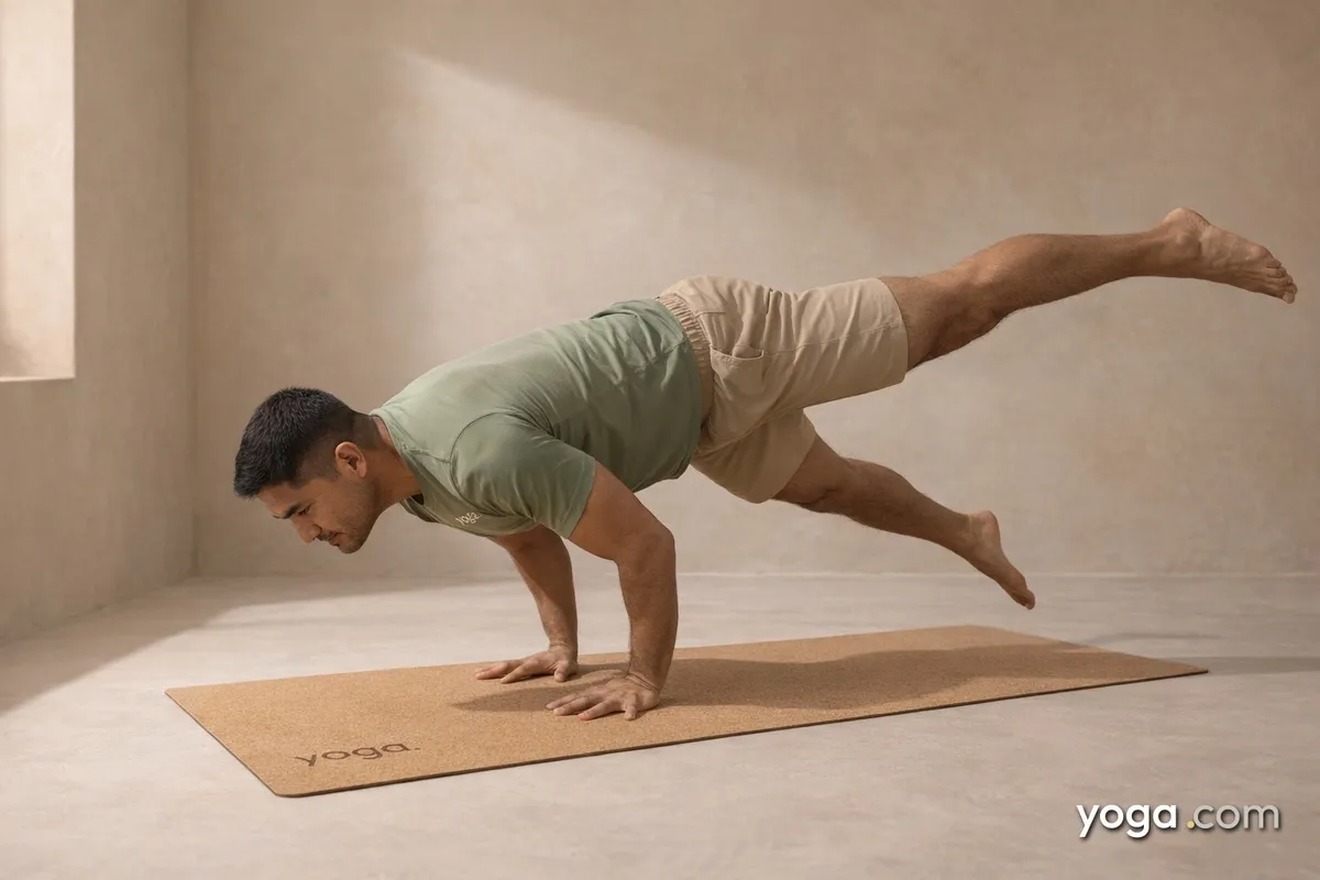 Crane Pose with Right Leg Extended Back (Eka Pāda Bakāsana)